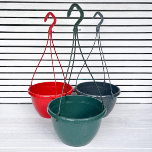 Emma Hanging Basket 25cm with clip-on hanger, durable plastic planter for outdoor and indoor use.
