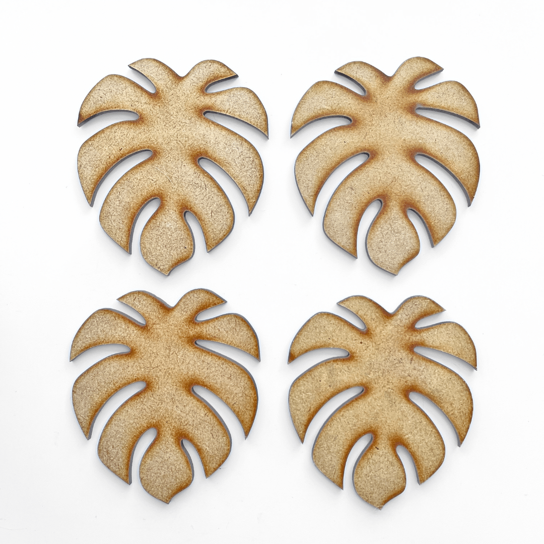 11 Set of 4 unpainted DIY Monstera Leaf Coasters made from 3mm HDF board, ready for custom painting