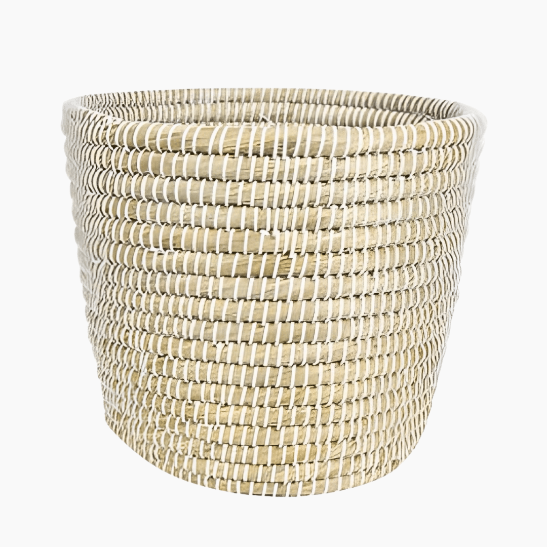 Pot Jula White Jula pot woven seagrass cover, rustic and stylish indoor planter for houseplants
