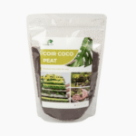 Dry Coir Coco Peat block with fine, fibrous texture
