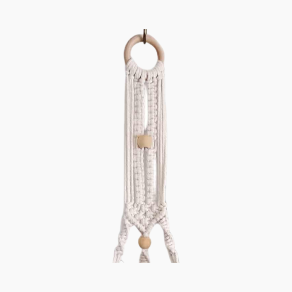 60cm plated white macramé plant hanger with pot.