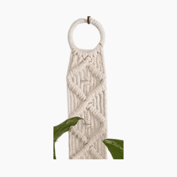 60cm Plated White Macramé Plant Hanger | Handcrafted Indoor Display | Ideal for Hanging Plants - Image 4