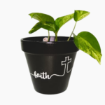 12cm hand-painted terracotta pots, Faith Hope Love,
