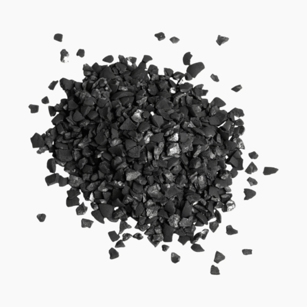 Dark, granular AgriCarb biochar made from macadamia shells for soil enrichment