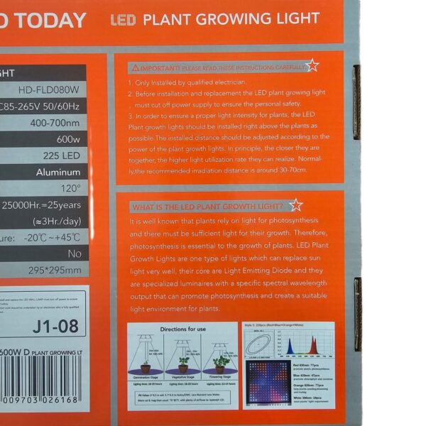 600W LED Plant Growing Light (400–700nm Full Spectrum) - Image 2