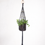 Medium Black Macramé Plant Hanger with Olive Beads – 960mm Indoor Hanging Planter – Fits 13–15cm Pots