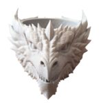 3D Printed Dragon Planter with Drainage Holes - Grey